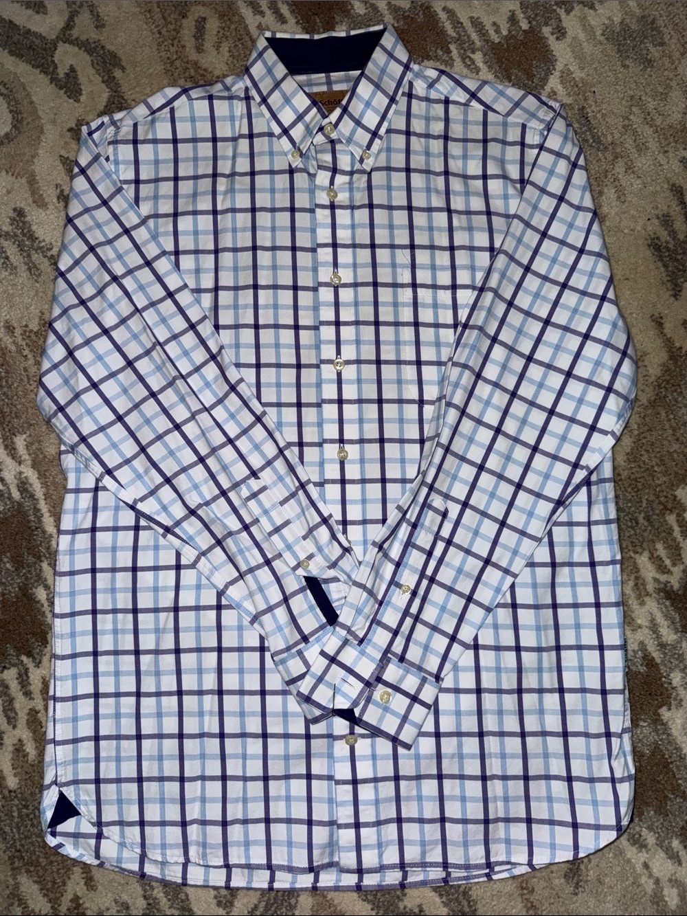 100% Cotton Purple/Blue Dress Shirt L